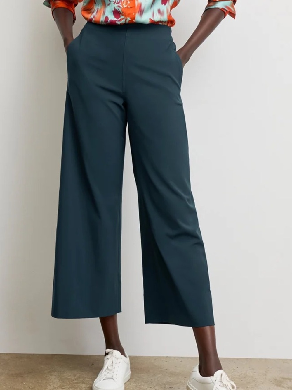 M.M. Lafleur The Elena Travel Culotte Origami Tech teal 10 wide leg trouser pant